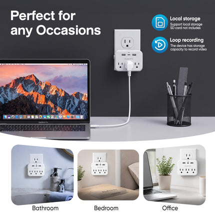 Cámara de vigilancia Wi-Fi Hd 1080p; cámara inalámbrica de pared con detección de movimiento y grabación en bucle; compatible con carga rápida y monitoreo remoto; diseñada específicamente para seguridad del hogar