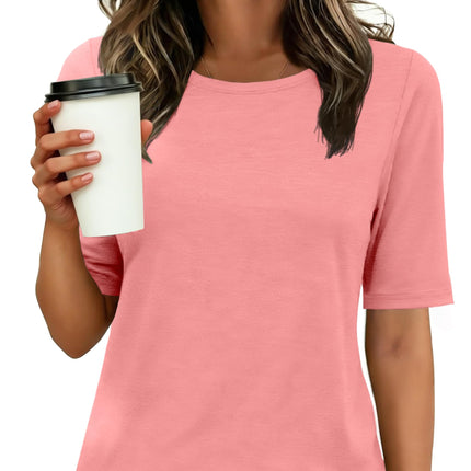 Womens Half Sleeve Tops Crewneck Shirts Basic Fit Work Tee