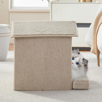 Cat Beds for Indoor Cats,Cat Houses,Cat Cave with Orthopedic Cushion,Foldable Cat Condos,Hideaway,Shelter,Beige Cat Tent for Small Dogs and Rabbit,Squirrel