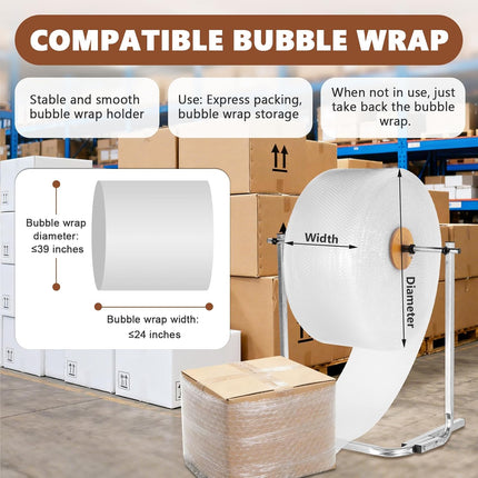 24 inch Bubble Wrap Roll Dispenser with Easy Film Replacement, Tabletop Manual Bubble Cushion Foam Wrap Holder for Packing, Moving and Shipping