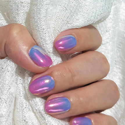 Semi Cured Gel Nail Strips, Glazed Pearch Ombre 20pcs Adhesive UV Sticker, Wraps for Home Manicure DIY