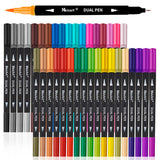 36 Dual Brush Markers for Adult Coloring Books, Double Tip Pens Art Set