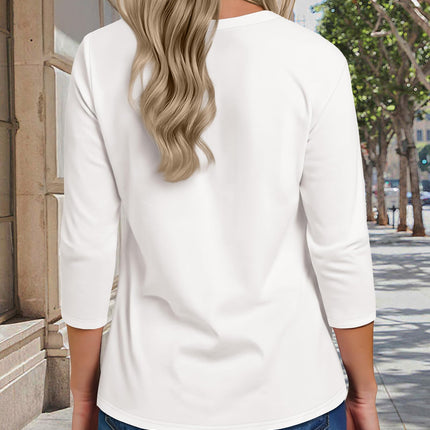 3/4 Sleeve Tops for Women Graphic Crew Neck Fall Blouses Spring T Shirts