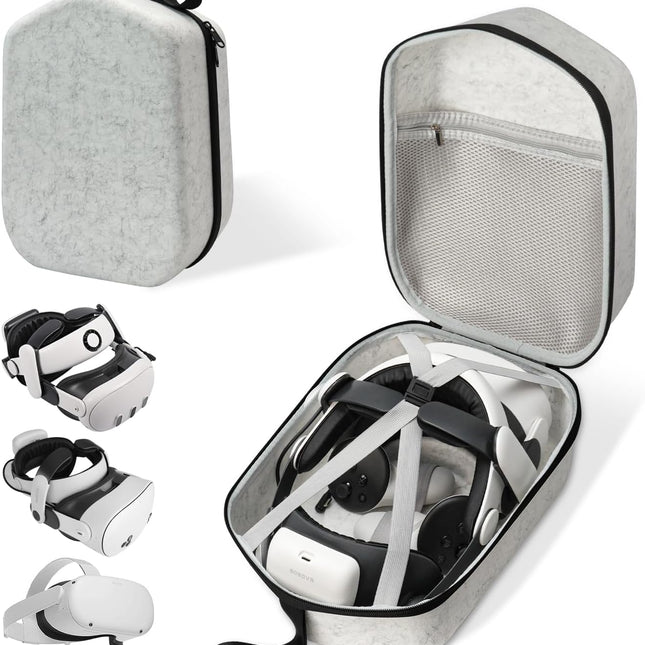 Hard Carrying Case for Meta Quest 3/3S/Oculus Quest 2, Large Space Compatible with BOBOVR S3 Pro/M3 Pro/Kiwi Design