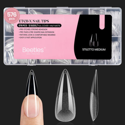 Medium Almond Nail Tips 576pcs 12 Sizes Pre-Etched Soft Gel Tips - photo 14
