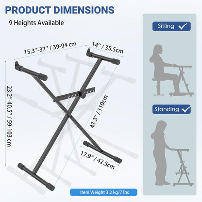 Keyboard Stand - Digital Piano Stand, Single X Style, Black (Capacity: 100 lb) - photo 2