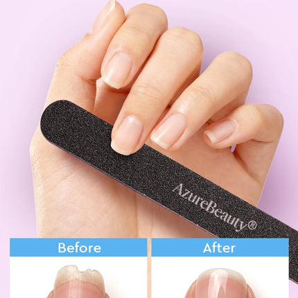 AZUREBEAUTY Nail Files and Buffers, Professional Nail Supplies, Nail Files for Natural Nails, Rectangular Nail Buffer Block for Polishing Filing, and Nail Care, 100/180 Grit 12 pcs Manicure Tools Kit