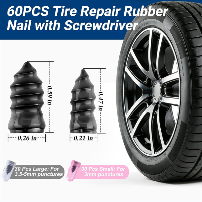 61-Piece Screw-In Tire Plug Repair Kit