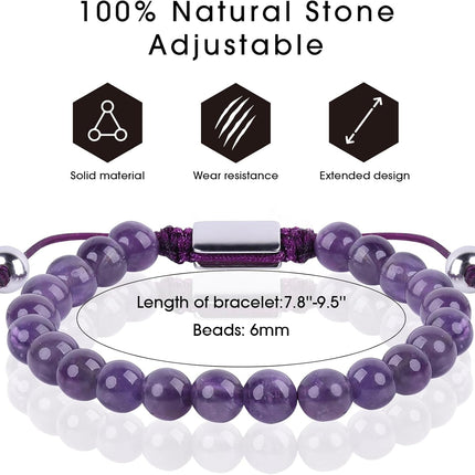 Black Beaded Bracelets for Men Boys: 6mm Obsidian Onyx Lava Beads Mens Bracelet Set Mens Jewelry - Cool Anniversary Valentines Fathers Birthday Gifts for Him Boyfriend Husband Man Son Dad