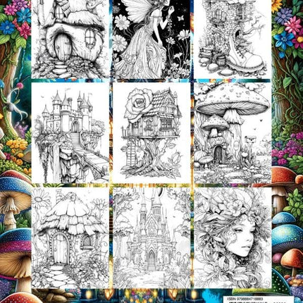 Fairyland Adult Coloring Book: Fairytale Designs of Enchanting Fairies, Magical Houses, and Fantasy Castles for Mindfulness and Relaxation