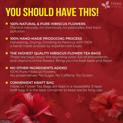 140-Count Natural Hibiscus Flower Herbal Tea Bags - photo 5