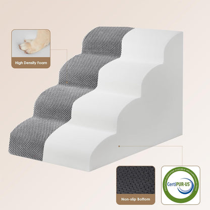 Curved 4-Step Dog Stairs Ramp for High Beds, Grey - photo 2