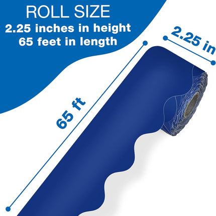 Carson Dellosa Education 65Ft of Navy Blue Bulletin Board Borders, 1 Roll of Scalloped Trim for Rolling Whiteboard, Cork and Posterboard, Patriotic Decorations, Party, and Classroom Decor