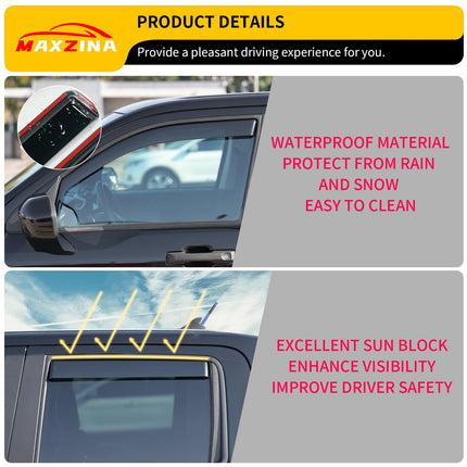 Visor Rain Guards for 2022-2025 2026 Ford Maverick Accessories