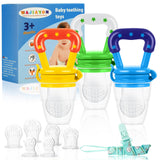 Alimentador de frutas para bebé/chupete de alimentos frescos (paquete de 3) - Alimentadores para dentición infantil | Mordedor de silicona para bebés | Chupete esencial para alimentos sólidos para bebés, niños pequeños e infantes
