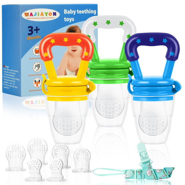 Baby Fruit Feeder/Fresh Food Feeder Pacifier (3 Pack)- Infant Teething Feeders | Silicone Teether for Babies | Baby