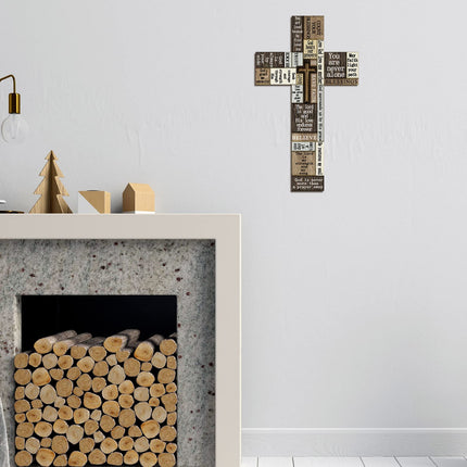 Rustic Wooden Cross Wall Decor 14 Inch Christian Cross Wall Art Sign