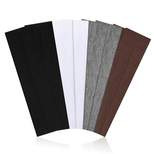 Headbands for Women, 8pcs Stretchy Non Slip Soft Cotton Cloth Hair Bands for Sports, Workout, Yoga and Running