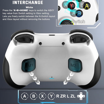 Joso Mobile Gaming Controller for iPad/iPhone/Tablet, Cloud Controller Remote Joystick for iOS/Android, Wireless Switch Controller with Macro Buttons/Hall-Rocker/Hall-Trigger - White
