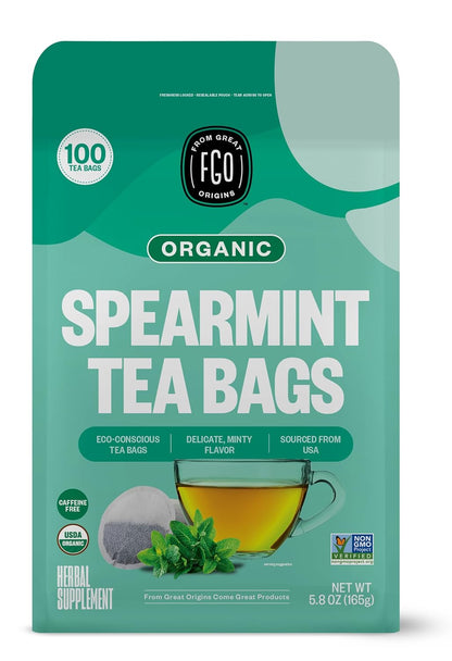 Organic Spearmint Leaf Herbal Tea Bags, 100 Count