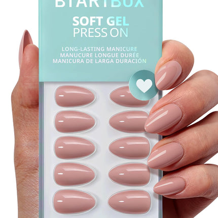 Press On Nails, uñas postizas ovaladas cortas rojo oscuro, 32Pcs kit completo