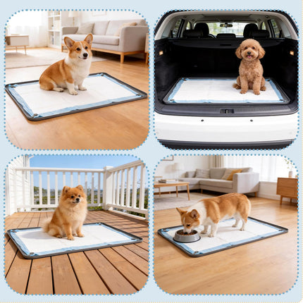 Silicone Puppy Pad Holder Tray with Clips, Fits 24" x 35" Pads