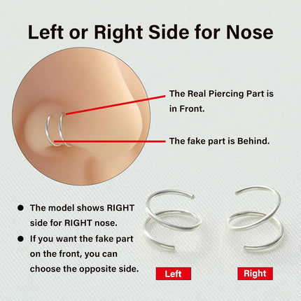Double Hoop Nose Ring for Single Piercing,14K Gold Filled/Sterling Silver/Rose Gold Nose Ring for Women,20g / 22g Spiral Twist Nose Ring,6mm/7mm/8mm