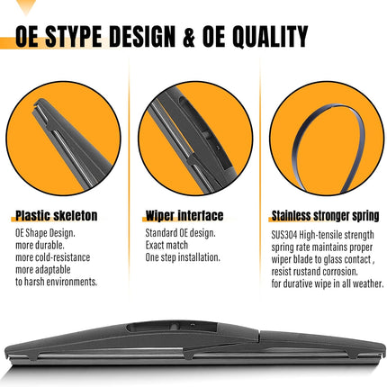 AUTOBOO 10 Inch Rear Wiper Blade Replacement for Honda HRV 2022-2016 CRV 2023-2025 Mitsubishi Outlander Sport 2022-2011 Leaf QX80 QX56-BACK Windshield Wiper Blade -Original Factory Quality (Pack of 1)