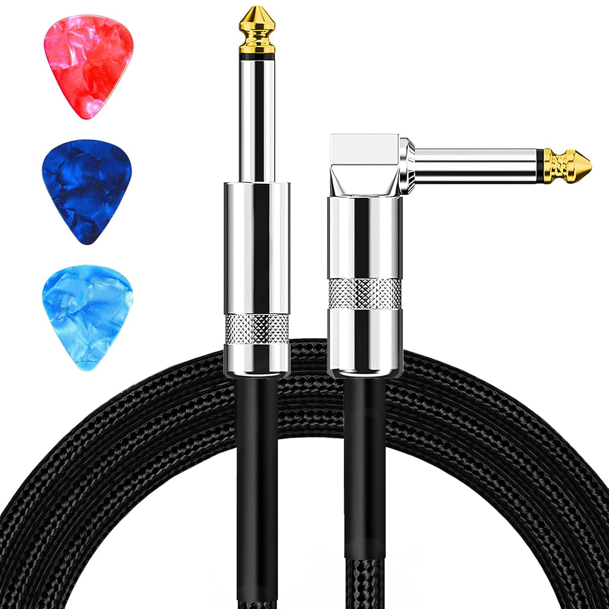 Guitar Cable, Guitar Cord 6.6ft, AMP Cord for Bass & Electric Guitars/Keyboard/Mandolin, Pro Audio Instrument Cable