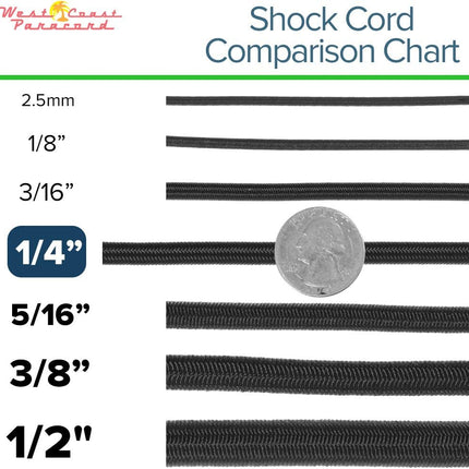West Coast Paracord Bungee Elastic Nylon Shock Cord (3/16 Inch x 100 Feet, White)
