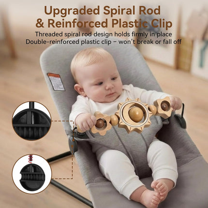 Baby Bouncer Toy Bar, Compatible with Baby Bjorn Bouncer Balance Soft & Bliss, Rotatable Wooden Toy Bar Attachment,Sensory Toy Gifts for Babies All Age (Sunflower)