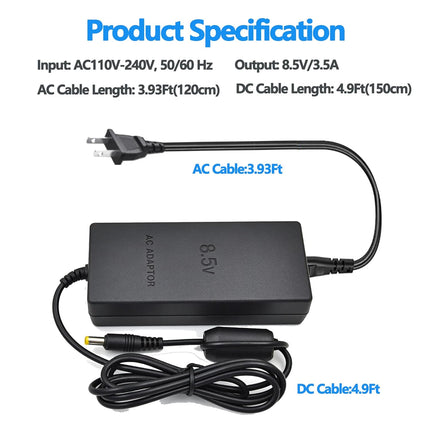 Power Cord and Audio Video RCA AV Cable for PS2,Replacement Power Supply and AV Cable Compatible with PS2 Slim SCPH-70000 Gaming Console