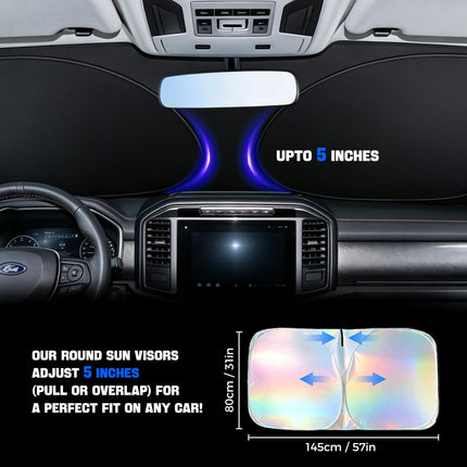 Parasoles para parabrisas de auto: parasoles plegables para ventana de auto, visera solar reflectante 210T con bloqueo UV, mantiene el vehículo fresco en el calor del verano, ajuste universal para autos, SUVs y camionetas, fácil de instalar y guardar
