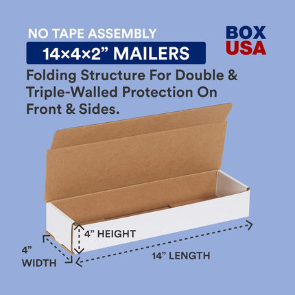 Box USA Moving Boxes Medium 14"L x 4"W x 2"H, 50-Pack | Corrugated Cardboard Box for Packing, Shipping and Storage 14x4x2 1442