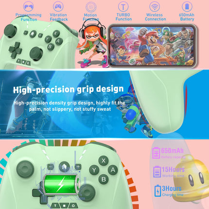Bluetooth Controller for Switch/Mac/PC/Steam/Mobile Phone/iOS/Android//TV/iPad/Table/Apple Arcade MFi Games, switch pro controller wireless with Adjustable Dual Motion,Turbo,Macros,6-Axis,Wake Up for Black Myth: Wukong (Black) (Purple) (Green)