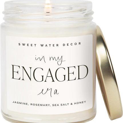 Sweet Water Decor in My Engaged Era Candle - Engagement and Bridal Shower Gifts for Her - 9 oz Soy Candle in Clear Jar with 40+ Hours Burn Time, Made in The USA