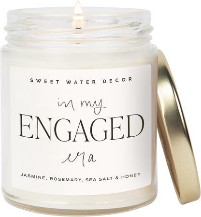 In My Engaged Era Candle - Engagement and Bridal Shower Gifts for Her - 9 oz Soy Candle in Clear Jar with 40+ Hours