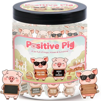 Positive Pig Jar With 60 Daily Affirmation Cards, Gifts For Sister, Daughter Birthday Gift, Pig Present For Pig Lovers Women Girls Men Teens Kids, Christmas Pig Decorations For Home, The Pink Stuff