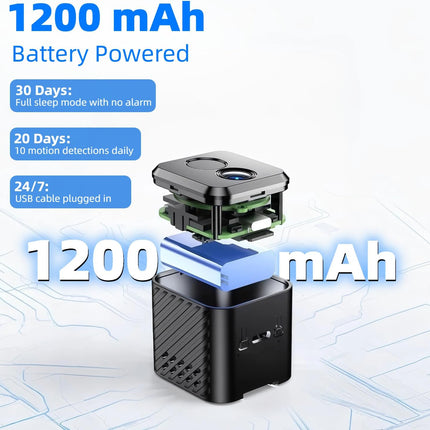 Upgraded Mini Camera 30-Day Battery Life, Wireless Hidden Camera 1080P HD with AI Motion Detection, Auto Night Vision, WiFi Pet, Baby Monitor, Nanny Cam for Home Office Security , Free cloud storage