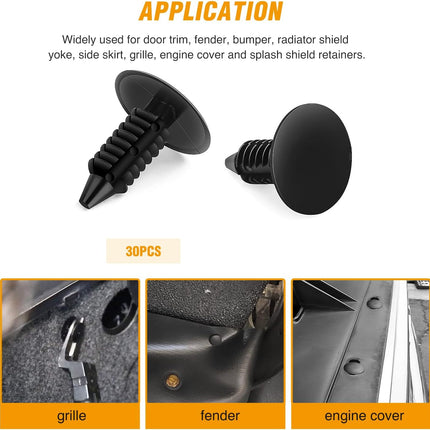 GOOACC 120PCS Car Bumper Push Retainer Clips & Nylon Fasteners Rivet Kit 6mm 7.6mm 8mm 8.8mm 10mm Door Trim Panel Clips, 5PC Fastener Remover