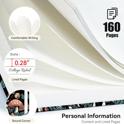 Lined Spiral Journal Notebook, A5 College Ruled Spiral Notebook for Women, Hardcover with Elegant Design for Work and Note-Taking, 5.5 * 8.25 inch, 160 Pages, Skull Head