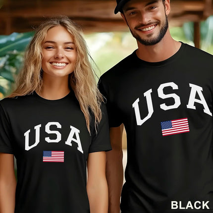 USA Patriotic Graphic T Shirt Independence Day American Flag July Fourth Unisex Tee