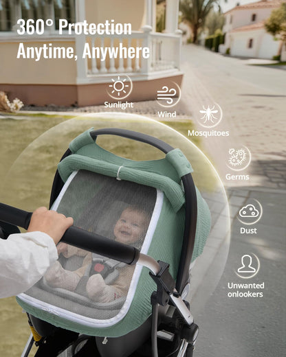 Roman Green Baby Car Seat Cover with Mesh Window - photo 3