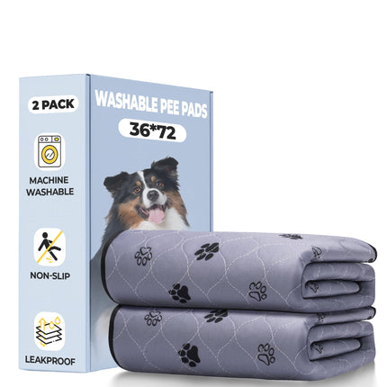 Washable Pee Pads for Dogs, Ultra-Absorbent, 2 Pack 36"x41" Gray
