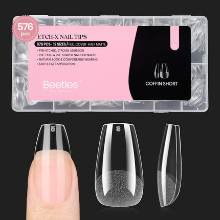 Medium Almond Nail Tips 576pcs 12 Sizes Pre-Etched Soft Gel Tips - photo 13