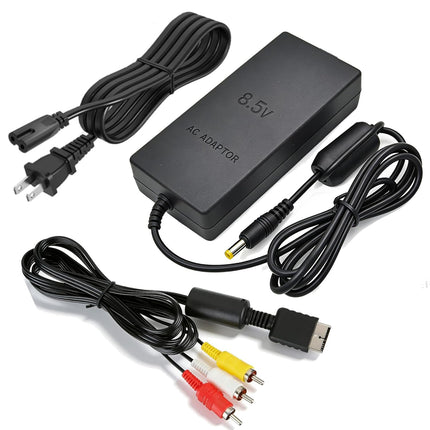 Power Cord and Audio Video RCA AV Cable for PS2,Replacement Power Supply and AV Cable Compatible with PS2 Slim SCPH-70000 Gaming Console