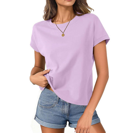 Womens Boxy Tee Shirts Cap Sleeve Crop Tops Cotton Loose Fit T Shirts Crewneck Short Sleeves Casual Summer