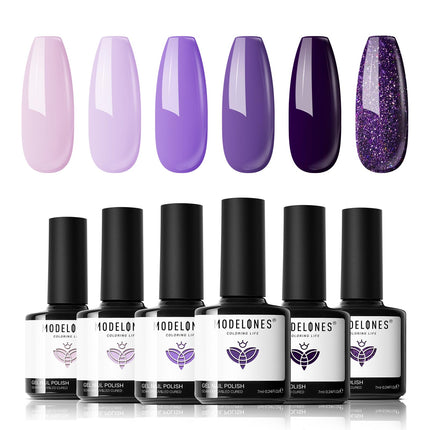 Nude Gel Nail Polish Set 6Colors Pink Milky White Brown