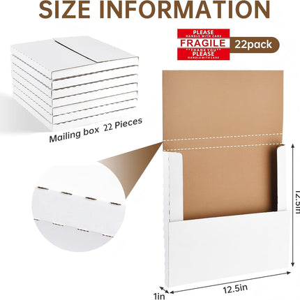 22-Pack Vinyl Record Mailers - 12.6x12.6x1 Inch Vinyl Record Shipping Boxes for LP Records, Photos & Stamp Collection (22) Vinyl Mailers