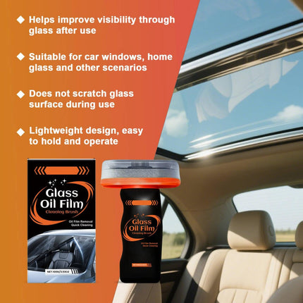 3PCS Glass Oil Film Remover for Car,100ml Roll-On Glass Compound with Cleaning Board, Removes Oil Film & Smudges,Automotive Oil Film Cleaning Brush for Car Windows